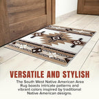 YHSF South West Native American Area Rug C318 - Easy Clean, Thick, Soft, Durable Native Tribal American Indian Inspired Rug for Bedroom/Living Room and More - Ivory, 3 Feet x 4 Feet 7 Inches