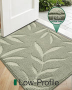 LUMI Front Door Mat Indoor Entrance 36"x60", Low Profile Welcome Mat, Non-Slip Washable Doormat with Rubber Backing for Entrance, Patio, Garage, Green