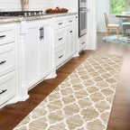 Lahome Moroccan Washable Runner Rug - 2x7 Runner Rug Non-Slip Kitchen Runner Ultra-Thin Non-Shedding Soft Hallway Rug, Modern Trellis Print Indoor Carpet Runners for Entryway Bedroom (Taupe, 2'x7')
