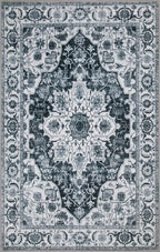 WILLSUN Washable Area Rugs, 9x12 Non-Slip Boho Large Area Rugs for Living Room, Bedroom, Machine Washable Vintage Rug, Indoor Floral Print Carpet for Home Decor, Kid & Pet Friendly Mat