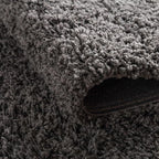 Unique Loom Solid Shag Collection Area Rug (5' 3" x 8' Oval, Graphite Gray)