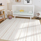 Nakagishi 6x8 Area Rugs Living Room: Washable Boho Large Neutral Soft Farmhouse Rug Stain Resistant Modern Indoor Floor Non-Slip Carpet for Bedroom Nursery Kids Playroom Office Dining Room Dorm- Brown