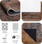 Keen Home Design 5x7 Rug - Machine Washable Area Rug with Non-Slip Backing, Ideal for Living Room, Dining Room, Bedroom - Vintage, Easy Clean, Durable, Low Pile Rug - (5' x 7')