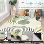 Area Rug 4x6 Modern Green Rug Abstract Tropical Leaves Bedroom Rug Washable Aesthetic Carpet for Living Dining Playroom