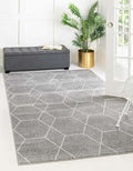 Unique Loom Trellis Frieze Collection Area Rug - Geometric (6' 1" x 9', Light Gray/ Ivory)