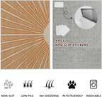 Boho Sun Print Area Rug for Living Room 5x8, Modern Abstract Non-Slip Washable Rugs, Soft Stripe Minimalism Carpet for Bedroom, Nursery, Entryway, Dining Room & Office Decor, Orange White