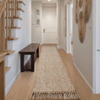 Collive Washable Carpet Runners for Hallway 12ft, Boho Long Rugs for Kitchen Cotton Hand Woven Bedroom Runner Rug Tan/Cream Low Pile Natural Floor Carpet for Indoor Hall Entryway