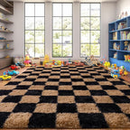 Upgrade Non-Slip Plush Rugs for Living Room, Soft Shaggy Carpets for Living Room, Fuzzy Rugs for Kids' Room, Perfect Decor for Modern Home Grid 6x9Feet