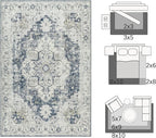 jinchan Kelda Runner Rug 3x10 Washable Rug Soft Hallway Runner Indoor Vintage Print Floor Cover Retro Distressed Lightweight Non-Slip Thin Carpet for Bathroom Kitchen Living Room Bedroom Grey