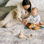 Phantoscope Washable Area Rug 4'x6' Non-Slip, Vintage Neutral Rugs for Living Room, Bedroom, Dining Room, Distressed Boho Floral Medallion Pattern, Low-Pile Foldable Floor Carpet, Light Brown