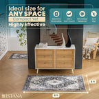 Istana Washable Rugs 3x5 - Dark Grey Blue/Rose Mauve Bedroom Rug - Kid & Pet Friendly 3x5 Area Rug - Rug Non Slip - Foldable Bedroom Rugs - Eco Friendly Area Rug