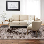 Home Dynamix Premium Sakarya Traditional Medallion Border Area Rug, Brown, 7'9"x10'8" , Rectangular
