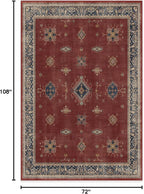 RUGGABLE Washable Vintage Area Rug – Verena Amber Red 6x9, Stain-Resistant, Non-Slip – Medium Machine Washable Rugs for Living Room, Bedroom, Hallway, Entryway & Office–with Cushioned Pad