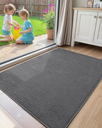 Color&Geometry Front Door Mat Indoor Non Slip Rubber Backing, 24"x36" Ultra Thin Doormat, Soft Absorbent Inside Doormat Washable Easy Clean Rugs for Entryway, Slate Gray (Rolled-up NO Creases)