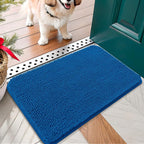 OLANLY Dog Door Mat for Muddy Paws 24x16, Absorbs Moisture and Dirt, Absorbent Non-Slip Washable Doormat, Quick Dry Chenille Mud Mat, Entry Indoor Entryway Carpet for Inside Floor, Deep Navy Blue