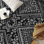 Rugshop Boho Black Tribal Area Rug Modern Indoor Carpet for Living Room, Bedroom, or Entryway – Non-Shedding, Low Pile Geometric Design 4' x 6'