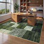DweIke Washable Area Rugs for Living Room, 5x7 Soft Bedroom Rugs, Geometric Print Non-Slip Modern Rug, Stain Resistant Throw Carpets for Office Nursery Dining Room Home Dorm Decor, Green