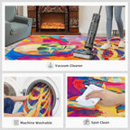 3x5 Abstract Graffiti Dorm Rug - Colorful Skeletons Small Rugs for Bedroom, Pop Art Area Rug Washable Non Slip for Bedroom Kitchen Living Room Entryway