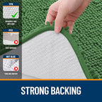 OLANLY Toilet Rugs U-Shaped 24x20, Extra Soft Absorbent Chenille Contour Bathroom Rugs for Toilet, Dry Quickly, Machine Washable, Non-Slip Bath Mat, Olive Green