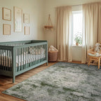 jinchan Green 5x7 Area Rugs - Machine Washable Vintage Floral Distressed Design Soft Low-Pile Non-Slip Carpet for Bedroom Nursery Living Room Dining Room Home Office (5x7ft, Forest Green)
