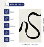 Abani Abstract Beige/Black Area Rug - 5'x8' - Modern Curved Line Design - Deco Collection - Easy to Clean - Durable for High Traffic Areas - Bedroom, Office & Kitchen - Medium Pile