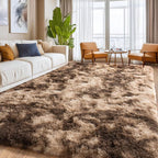 Soft Shaggy Rugs Fluffy Rug, Plush Area Rugs for Living Room Nursery Home Decor, Tie-Dyed Brown Anti-Skid Rectangular Fuzzy Rug 5x7 Feet