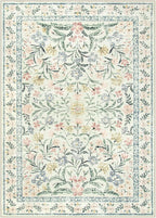 Lahome Boho Rugs for Living Room 5x7, Machine Washable Area Rugs Non-Slip, Vintage Floral Soft Kids Bedroom Carpet Rug for Home Girls Playroom Foyer Entryway, Beige/Multi