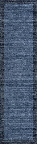 Rugs.com Angelica Collection Rug – 10 Ft Runner Navy Blue Medium Rug Perfect for Hallways, Entryways