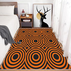 5x8 Geometric Circle Rugs for Bedroom Decor, Washable Retro 60s 70s Geometry Pattern Area Rug, Living Room Home Decoration, Non Slip Soft Thin, Black Orange Decor Carpet PF-P 49