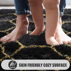 ONASAR Area Rugs for Bedroom Living Room, Washable 4x6 Fluffy Black and Gold Throw Rug, Shaggy Geometric Floor Mat for Home Decor, Soft Plush Carpet for Kids Teen Playroom Dorm Classroom Office