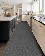 Color&Geometry Door Mat 3'x12' Runner Rug with Rubber Backing, Non Slip Washable Hallway Runner Kitchen Runner Rug, Carpet Runners for Hallway Living Room Bedroom, Grey (Rolled-up NO Creases)