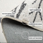 Area Rug 4x4 Rug Machine Washable Non-Slip Low Pile Print Pattern Western Rug for Living Room Bedroom Entryway Tribal Series -Navywhite/Black