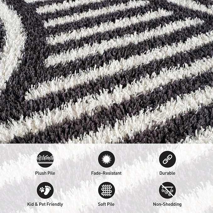 Rugshop Abstract Arch Shag Area Rug Anthracite Dark Gray 7' 10" x 10' Perfect for Large Living Rooms, Dining Areas, or Master Bedrooms