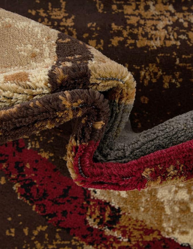 Unique Loom Barista Collection Area Rug - Kouillou (4' 1" x 6' 1" Oval, Multi/Brown)