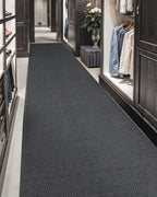 Color&Geometry Door Mat 3'x8' Runner Rug with Rubber Backing, Non Slip Washable Hallway Runner Rugs Kitchen Runner Rug, Carpet Runners for Hallway Living Room Bedroom, Grey (Rolled-up NO Creases)