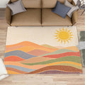 Boho Sun Runner Rugs 2x4ft, Mosaic Sunburst Small Entryway Mats, Dotted Gradient Hills Laundry Room Rug Non Slip Durable Throw Rugs for Front Door Bedroom Bedside