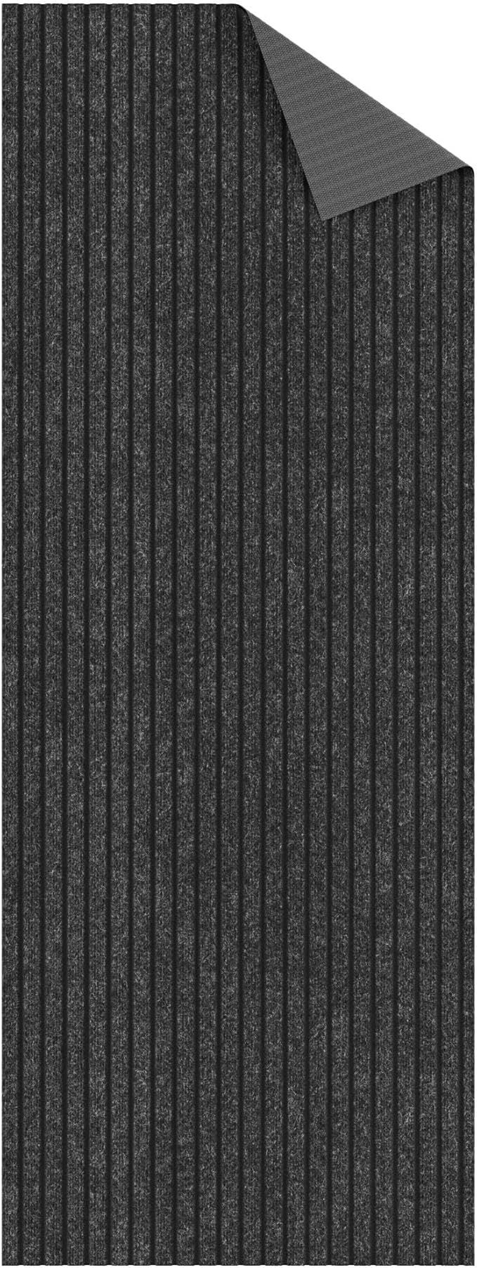 Ottomanson 2' x 48' Hallway Runner with Scraper Pile Extra Durable Non-Slip Rug Mat for Indoor & Outdoor Use - Ideal for Kitchen, Entryway, Patio & Garage - High-Traffic Carpet, Black