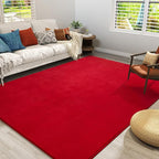 Amearea Modern Area Rugs for Bedroom Living Room, 4x6 Feet Red Thickened Memory Foam Rug, Fluffy Indoor Washable Rugs Non Slip Minimalist Carpet for Kids Boys Girls Dorm Nursery Room Decor