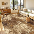 Washable Area Rugs 5'x7' Non-Slip Modern Abstract Soft for Living Room Entryway Bedroom Nursery, Print Pattern, Brown Tan Beige Coffee