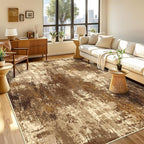 Washable Area Rugs 5'x7' Non-Slip Modern Abstract Soft for Living Room Entryway Bedroom Nursery, Print Pattern, Brown Tan Beige Coffee