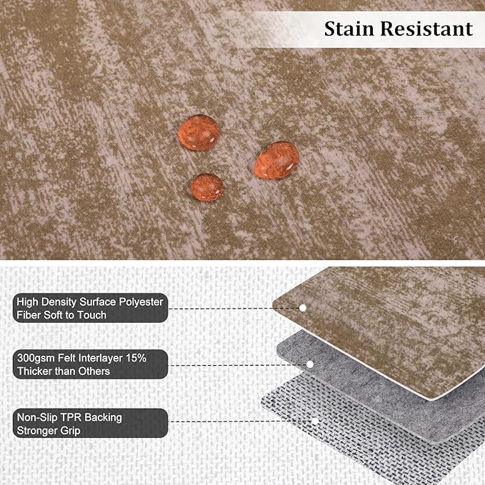 RUGSREAL Large Solid Color Area Rug for Living Room Washable Bedroom Area Rug Non-Slip Low-Pile Modern Contemporary Indoor Area Rugs Home Office Throw Carpet for Dining Room, 8' x 10' Taupe