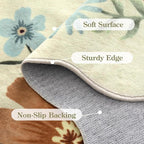 Lahome Floral Washable Rugs 8x10, Non-Slip Soft 8x10 Rugs for Living Room Bedroom, Ultra-Thin Stain Resistant Boho Accent Carpet for Dining Room Office, Beige