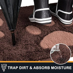 PURRUGS Dirt Trapping Door Mat 20" x 31.5", Non-Skid/Slip Machine Washable Microfiber Entryway Rug, Dog Doormat, Super Absorbent Welcome Mat for Muddy Wet Shoes and Paws, Brown