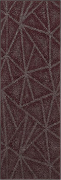 Furnish my Place Geometrical Pattern Indoor/Outdoor Refine Burgundy Abstract Area Rug, Runner Rug, Hallway Entry Carpet, Contemporary Rug for Living Room, Dining Room, Made in USA - 3' x 10'