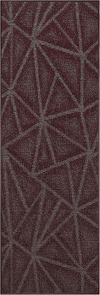 Furnish my Place Geometrical Pattern Indoor/Outdoor Refine Burgundy Abstract Area Rug, Runner Rug, Hallway Entry Carpet, Contemporary Rug for Living Room, Dining Room, Made in USA - 3' x 12'