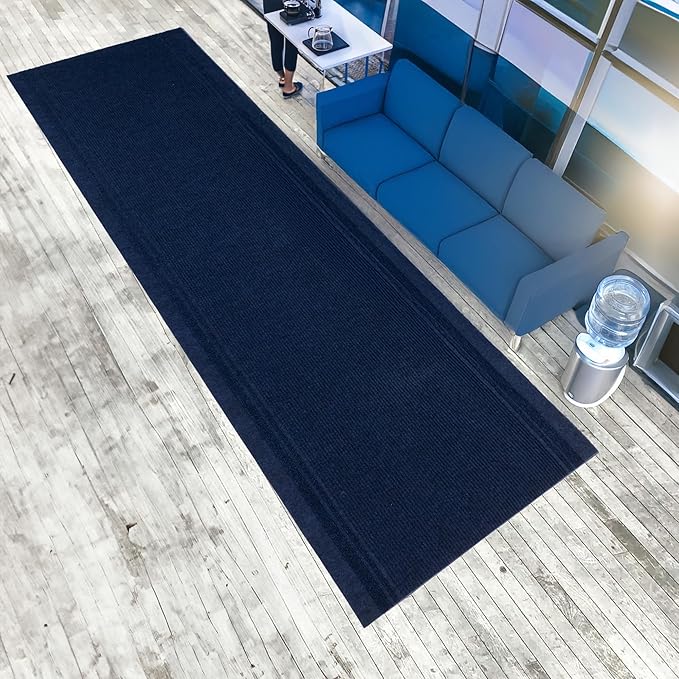 English Home Custom Size Anti Slip Striped Design Light Weight Durable TPR Backing Thin Pile Runner Rug (26" x 20')