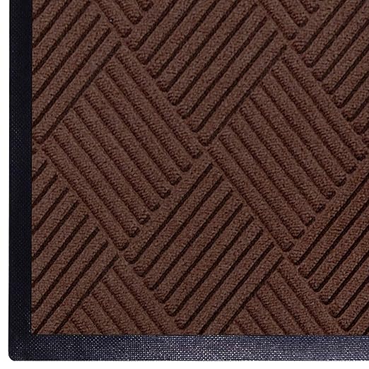 WaterHog Diamond | Commercial-Grade Entrance Mat with Rubber Border – Indoor/Outdoor, Quick Drying, Stain Resistant Door Mat (Dark Brown, 3' x 10')