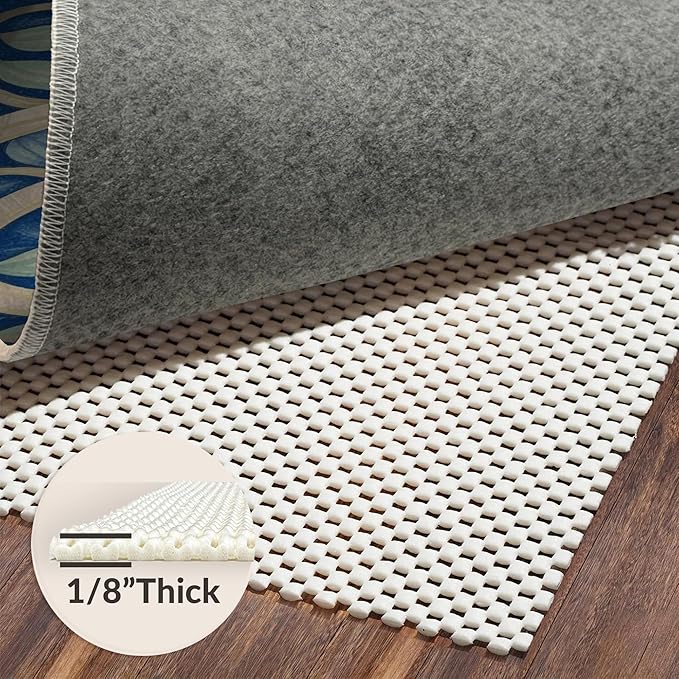 Flatwoven High Traffic Area Rug 8x10, Eclectic Funky Ink Wash Design Abstract Area in Multi Tone, Non Slip, Stain Resistant, Washable Area Rugs for Living Room, Bedroom (Blue, 8x10)