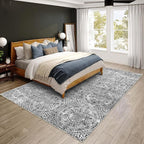 vivorug 3x5 Rug, Small Area Rug for Living Room, Bedroom, Kitchen, Machine Washable Non-Slip Throw Rug, Vintage Medallion Carpet for Entryway Nursery Coffee Table - Durable (Grey)