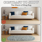 Soft Fluffy Area Rug for Bedroom, Grey Fuzzy Shaggy Oval Throw Rugs for Bedside, Non-Slip Cozy Plush Shag Carpet for Kids Room Nursery Dorm Living Room, 2.6 x 5.3 Feet